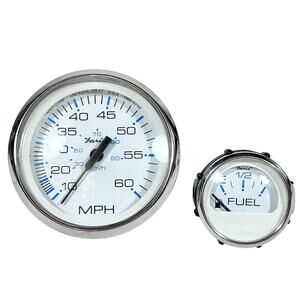 Faria Chesapeake White SS 4" Speedometer SE9521C and Fuel Level Gauge GP9373A